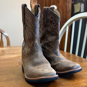 Kids Brown Leather Western Boots